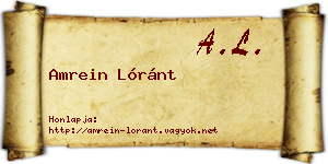 Amrein Lóránt névjegykártya